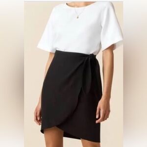 VETTA Black Asymmetrical Wrap Skirt
